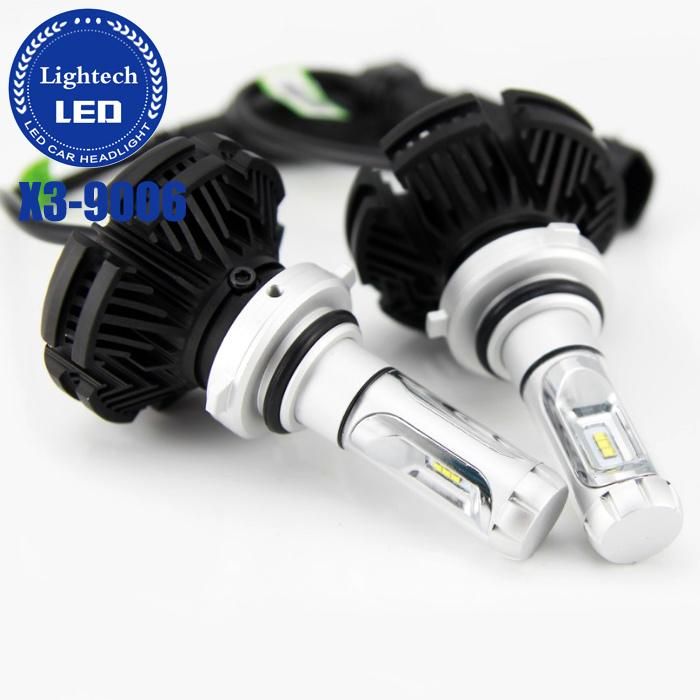 High Power 50W Fanless Hb4 9006 3 Color LED Headlight