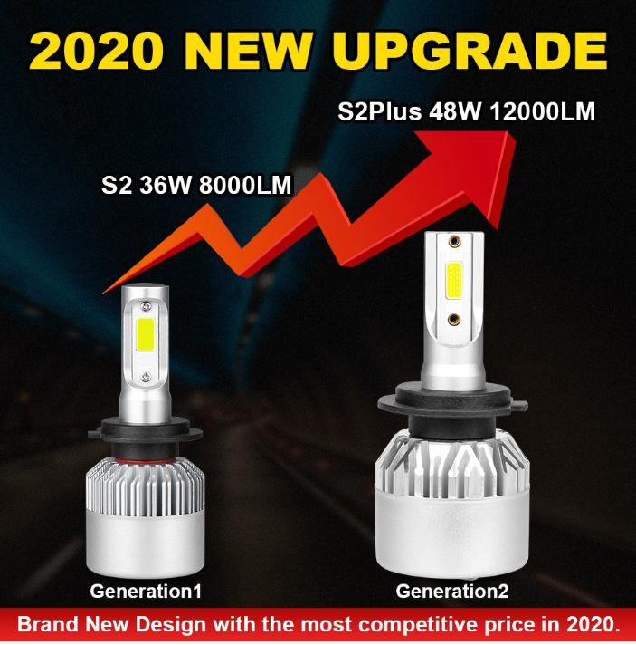 Auto S2 Car Headlight Bulbs 72W 8000lm Turbo Car Accessories 6500K 4300K 8000K