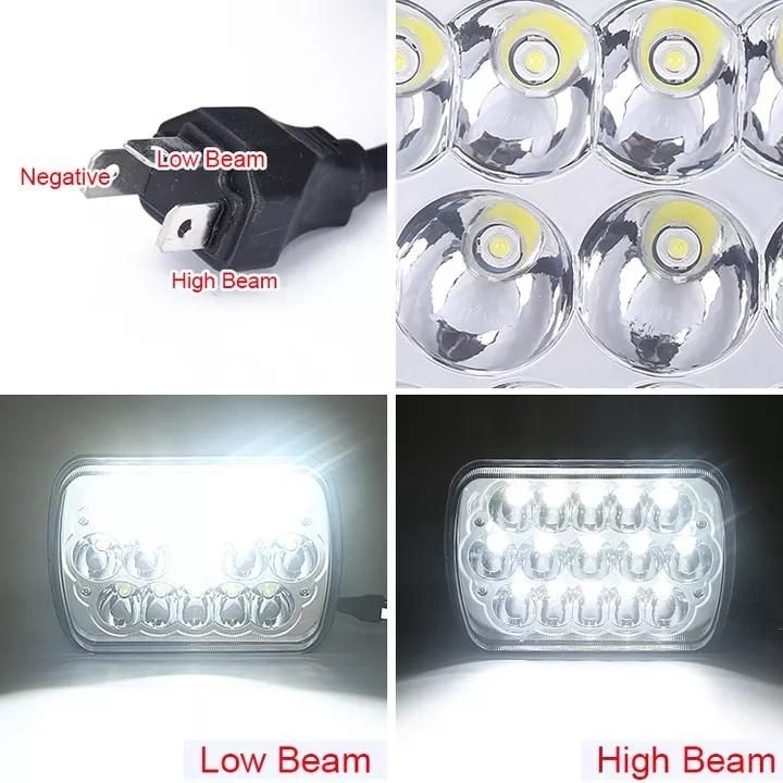 Motorcycle Parts Square Headlamp 45W 5X7 Crystal Headlights Motorcycle Headlight