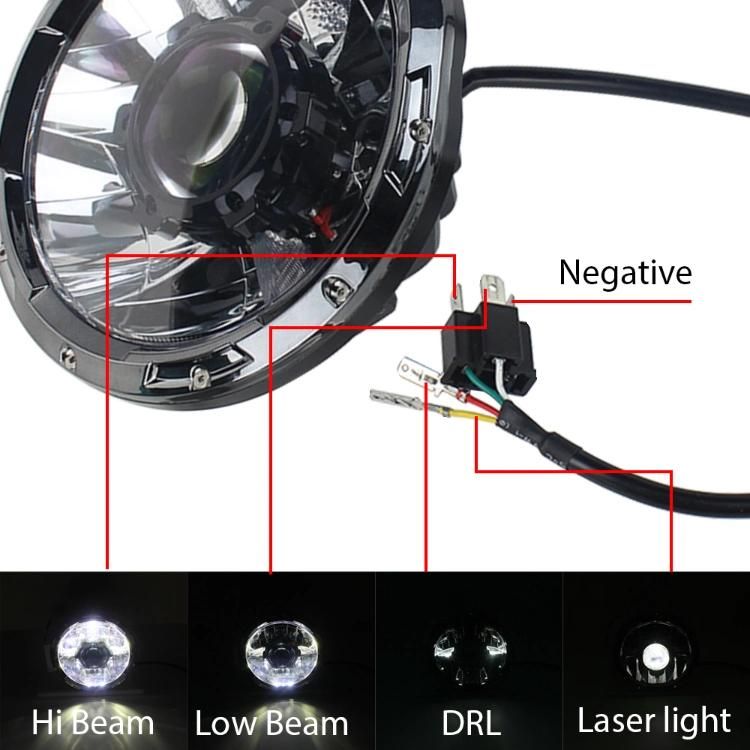 Motorcycle Harley Jeep off-Road Outdoor Multi Functional 7 Inch DRL Work Light High Low Headlight LED Laser Light Car LED