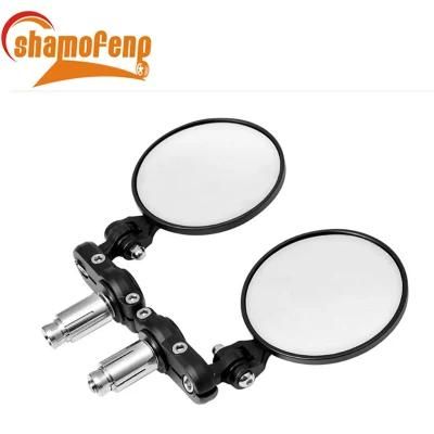 Black Convex Motorcycle 3&quot;Round 7/8&quot;Handle Bar End Rearview Mirrors for Honda