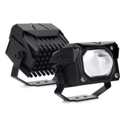 Motorcycle 30W LED Spotlight Headlight Dual Colour LED Lens Hi/Low Beam Driving Spot Fog Lights External