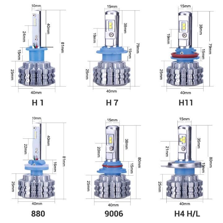 T1 H4 Car Headlight H7 LED H1 H3 H11 880 H13 9005 Aut bulb Automobile Headlamp 6000K H4