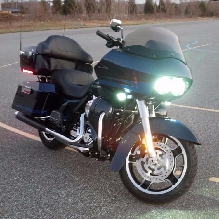 Double 5.75" 5-3/4" LED Headlight for Harley Motorcycle Black Silver Motorcycle Projector 45W LED Motorcycle Headlight