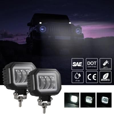 DRL Spot Light Angel Eyes off Road Light LED Headlight for Motorcycle Jeeps ATV SUV Worklight