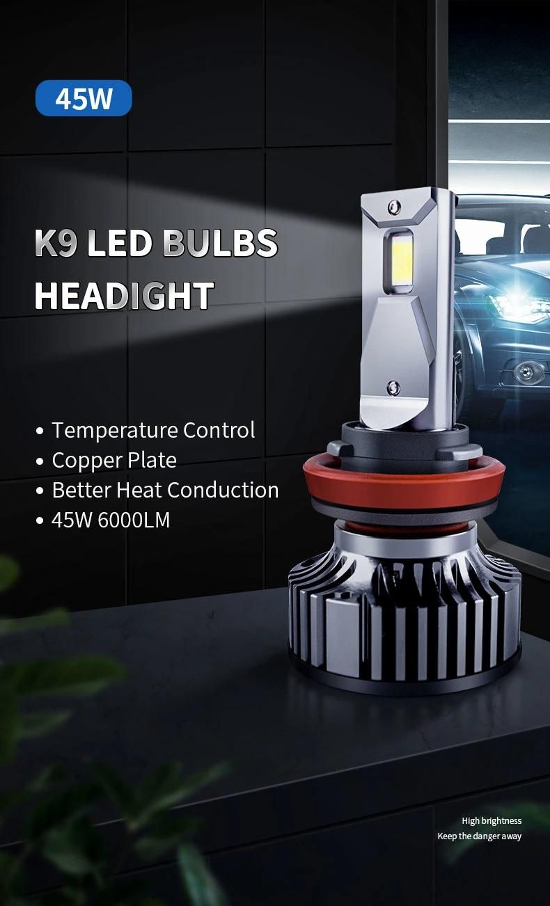 Super Bright 45W LED Car Light Canbus Error Free H4 H7 H11 K9 LED Headlight Bulb for Car