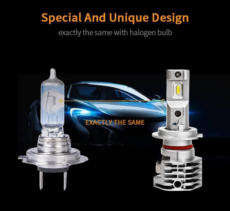 Customize 12000lumen 60W Fanless 6000K H4 LED Car Light Bulb Mini H3 H11 9005 9006 880 H7 LED K1 H7 H4 LED Headlight