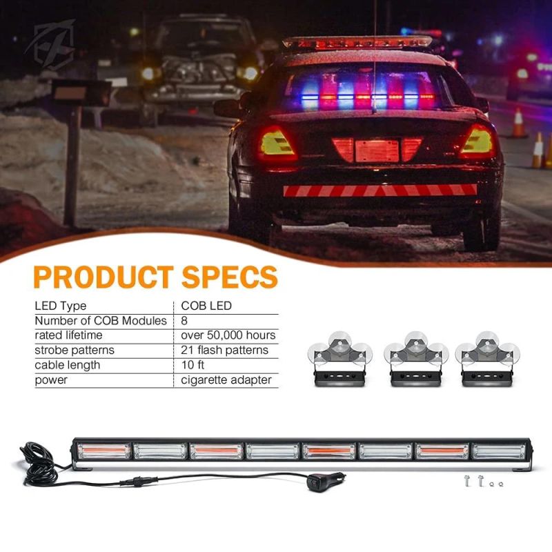 High Intensity Law Enforcement Traffic Advisor Emergency Hazard Warning Vehicle Strobe Light Bar Kit. Bright Linear LED Strobe Signal Light Bar