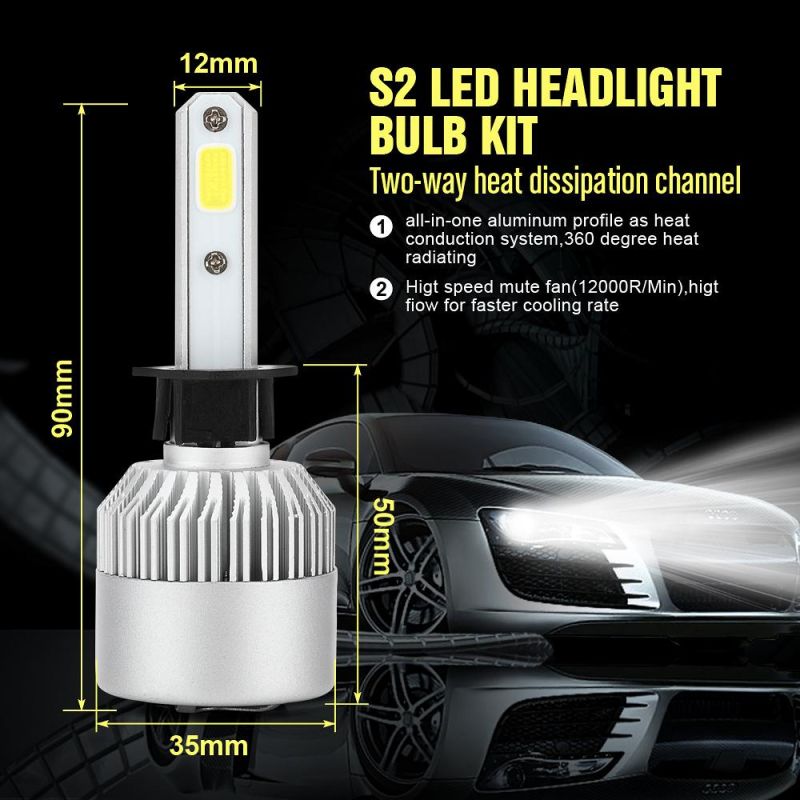 Wholesale Cheap Auto H1 S2 LED Headlight 72W 8000lm