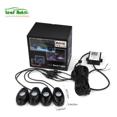 4 Pods RGB LED Rock Lights with Bluetooth Controller Remote Multicolor Neon LED Light Kit for Music Mode Flashing
