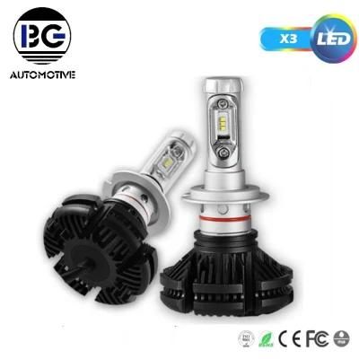 China Super Bright Universal X3 Car Light Auto Head Lamp H3 H4 H7 9005