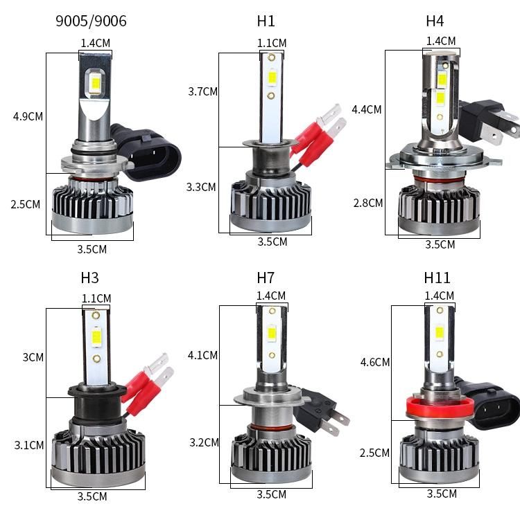 2 Pieces LED Gt3 Headlight 30W 12000lm IP68 9-32V 6000K H4 H11 9005 H7 Car LED Headlight Bulbs Auto Headlamps Car Headlights