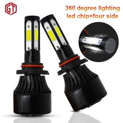 Hot X7 LED Headlight Four Sides COB 6000K 4800lm 72W 9005 9006 9012 H11 H7 H4 Car Light LED