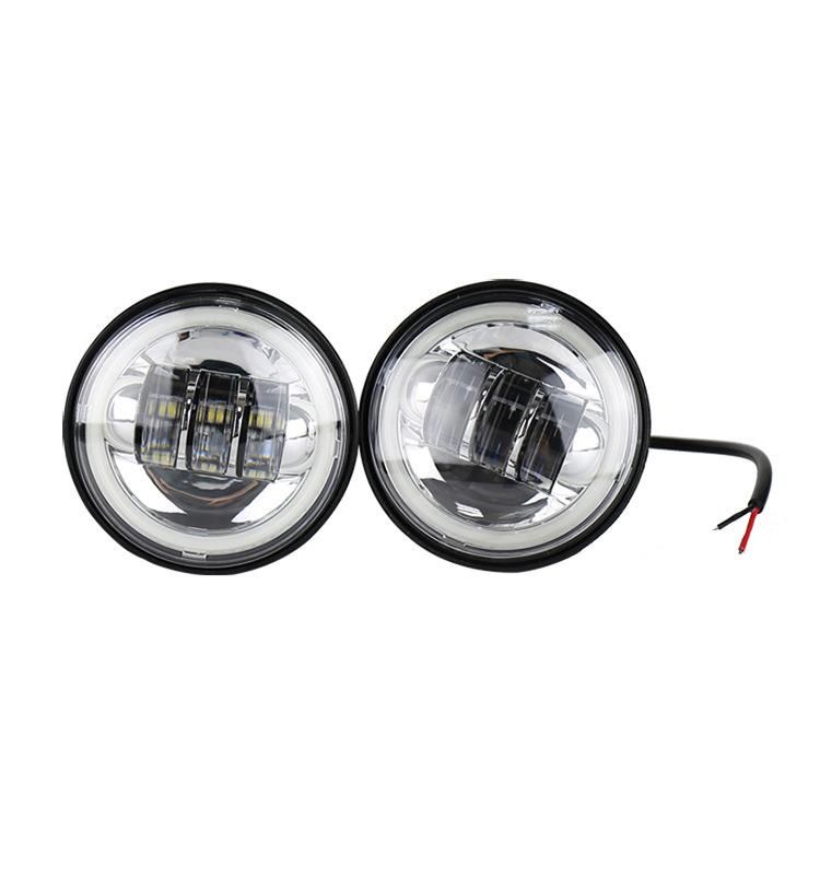 4.5" 4 1/2 Inch Motorcycle Chrome Black LED Fog Passing Auxiliary Light for Harley White DRL Halo 4.5inch LED Fog Light