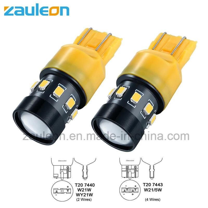 7443 T20 Amber LED Auto Bulb