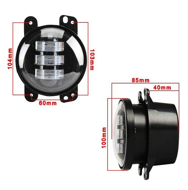 4 Inch 30W Round LED Fog Light Black LED Passing Auxiliary Lights Fog Lamp for Jeep Wrangler Jk Tj Grand Cherokee