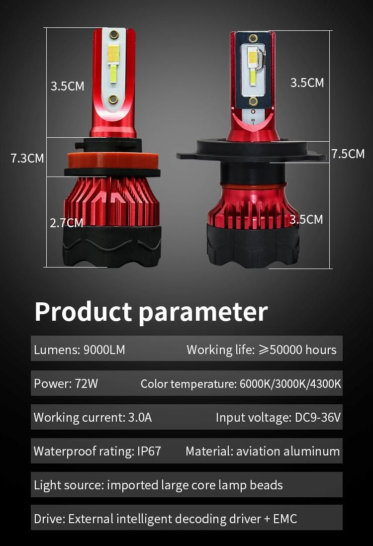 Super Bright Auto H7 H11 C6 LED Car Headlight 9006 H1 H3 9005 880 881 H4 LED Dual Color Headlight Kit 3000K 6000K