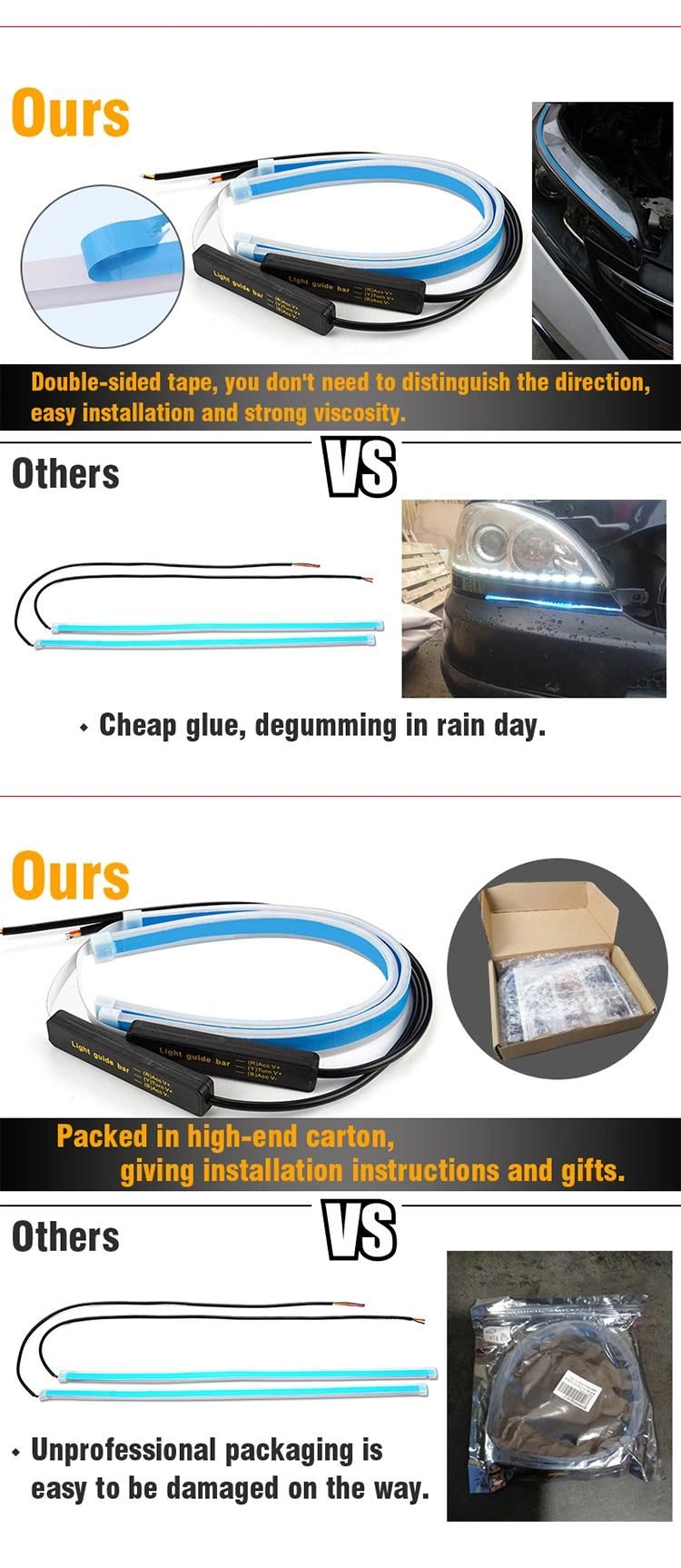 30cm 45cm 60cm DRL Flexible LED Tube Style Turn Signal Brake Lamps Daytime Running Lights Tear Strip Car Headlight