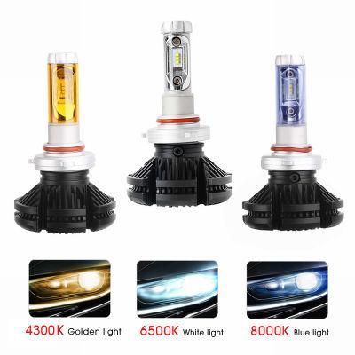 Factory Supply X3 LED Headlight H1 H3 H4 H7 9004 9005 9007 880 Zes Chip 50W 6000lm X3 Auto Light Wholesaler