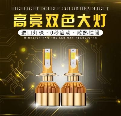 LED Car Headlight 2PCS C6 Hi/Lo Bulbs Lights Fog Lamps