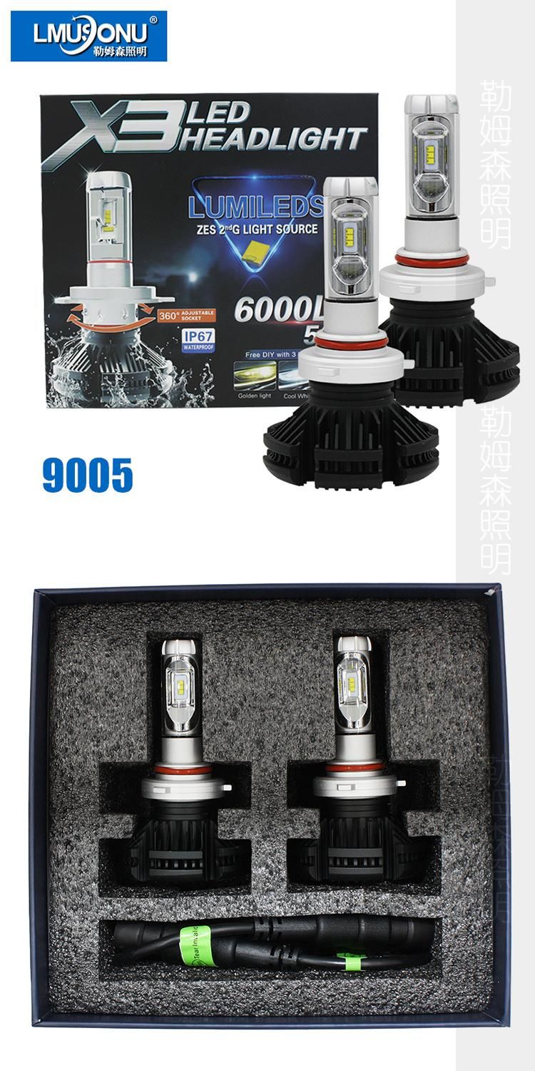 Lmusonu X3 Car Headlight 9005 LED Headlights LED Auto Lamp 25W 6000lm Auto Accessory