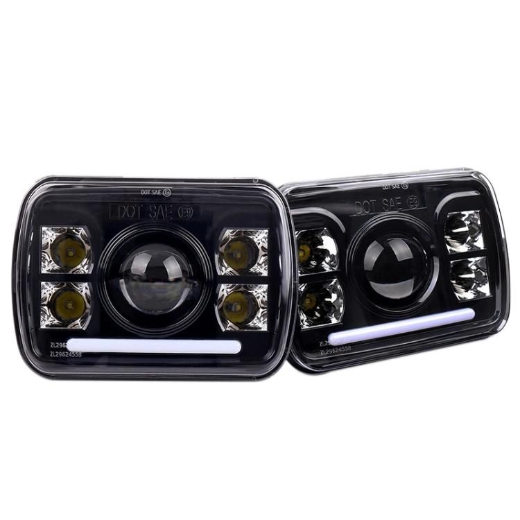 New 60W 5X7 7X6 LED Headlight with DRL for Jeep Wrangler Yj Cherokee Jk Truck 7" Square Sealed Beam Headlamp