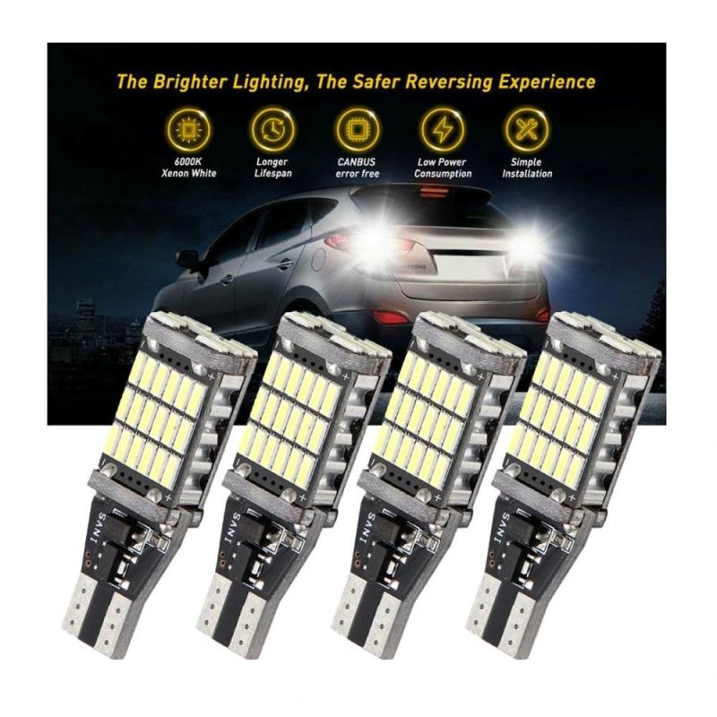 The Cheapest T15 LED Car Lights 5W 200lm IP68 9-32V 6000K White Light Reversing Light Brake Light LED Car Headlight Bulbs