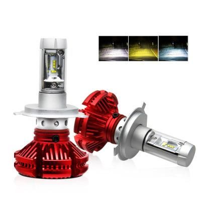 Cheap Car Head Lamp H11 H4 H7 H8 9005 9006 Super Bright 3 Color Fanless H7 LED Headlight Kit