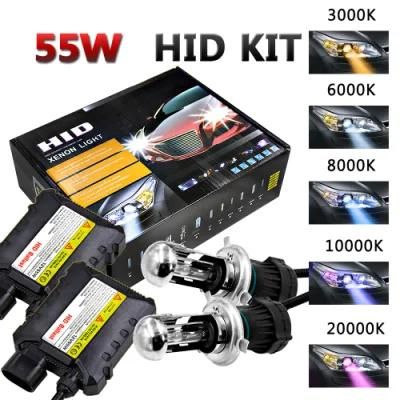 55W 12V Xenon HID H4 Bulb Kit H4 Xenon Headlight Bulb HID Conversion Kits Slim Ballast +Xenons Light