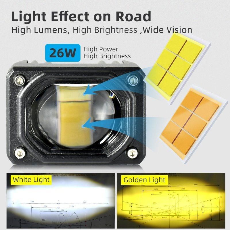 Motorcycle 30W LED Spotlight Headlight Dual Colour LED Lens Hi/Low Beam Driving Spot Fog Lights External