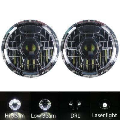 Laser Middle 7 Inch LED Headlight with Laser Core High Low Beam Laser Headlamp 7&quot; for Jeep Wrangler Harley Offroad Drving Lights