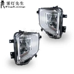 2PCS LED DRL Daytime Running Lights Fog Lamp Cover with Yellow Turn Signal Lamp for Mitsubishi Triton L200 2019 2020