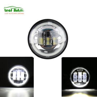 4.5&quot; 4 1/2 Inch Motorcycle Chrome Black LED Fog Passing Auxiliary Light for Harley White DRL Halo 4.5inch LED Fog Light