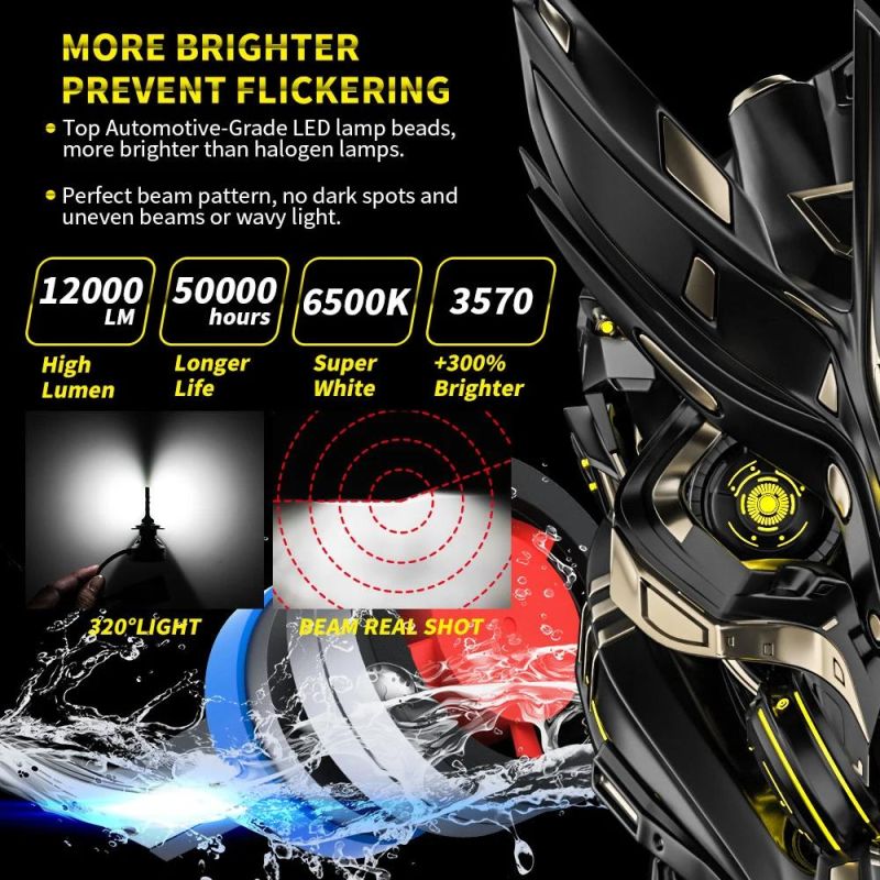 Dxz 3570 Chips 9005/Hb3 9006/Hb4 LED Headlight 12V 60W 12000lm Auto Lamps Car LED Light Bulb Headlight Factory