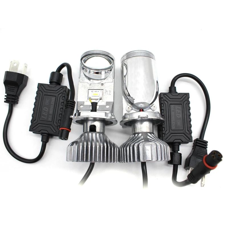 H4 LED Lens Bulbs 5500K White 40W 4000lm Mini Projector Bi-LED Lens Bulbs Cars LED Leadlight H4 High Low Lens