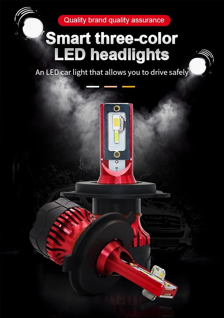 Tricolor Auto Headlights H1 H4 H7 H11 9005 9006 9012 Car LED Headlight Auto Bulbs Three Color 35W 12V