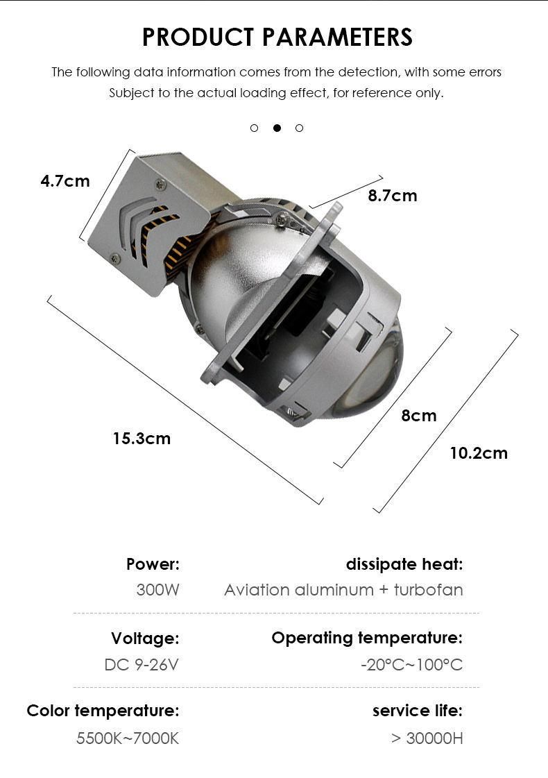 100W 3.0 Inch Car LED Projector Headlight High Low Beam White Bi LED Projector Lens for Car