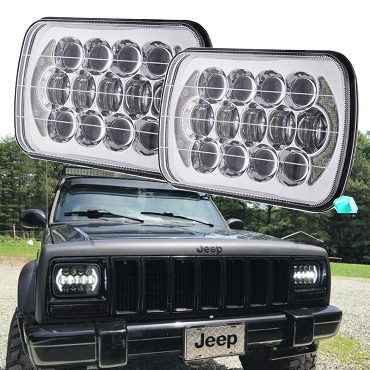 105W 7X6 5X7 Inch Projector Headlamp with Angel Eyes White DRL for Chevrolet Jeep Cherokee Xj H6054 H5 High Low Beam Sealed Beam LED Headlight