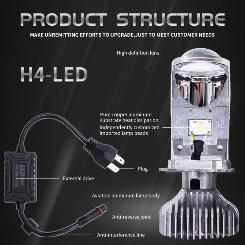 60W 4000lm Mini Lens Small Projector Car Lights LED Headlight H4