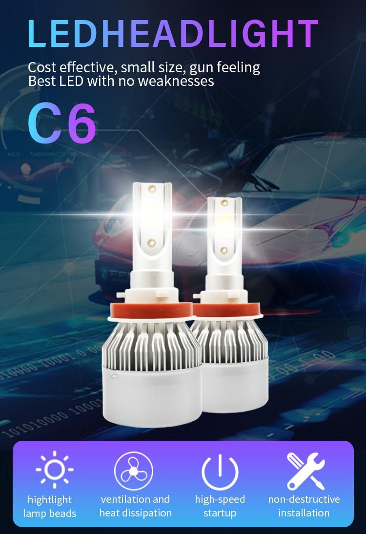 Wholesale Auto Car C6 LED Headlight Bulb High Power H13 H11 9005 Hb3 H7 LED C6 H4 Car LED Headlights LED Car Lights Auto Bulbs