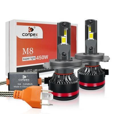 Conpex M8 OEM Waterproof IP68 Auto LED Headlights Fan Cooling Car LED Headlight H4 High Quality Csp LED Headlight Bulb