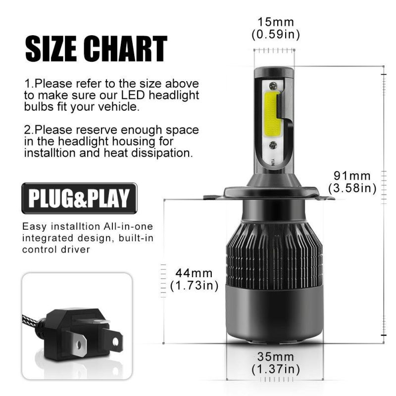 Super Bright 2PCS 14400lm T2-H4 High Quality LED Car Headlight Bulb. H4 LED Headlight H4 LED Lamp 12V 24V Auto Lamps