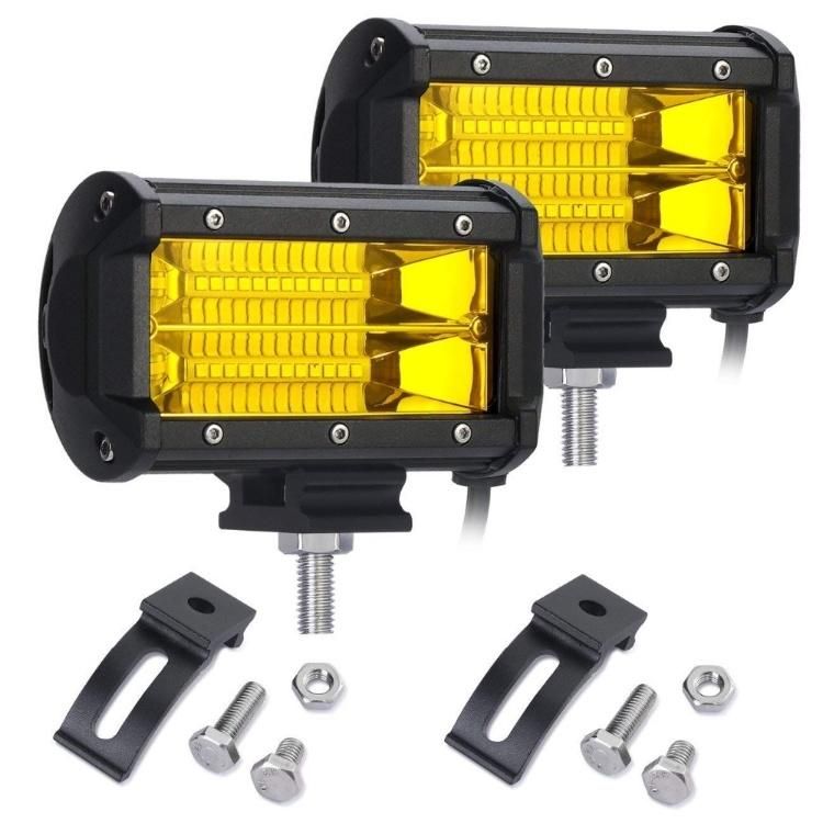 off Road Flood Lights IP67 White Yellow Waterproof Driving Fog Lights for Truck Car ATV SUV 5 Inch 72W LED Work Light Bar