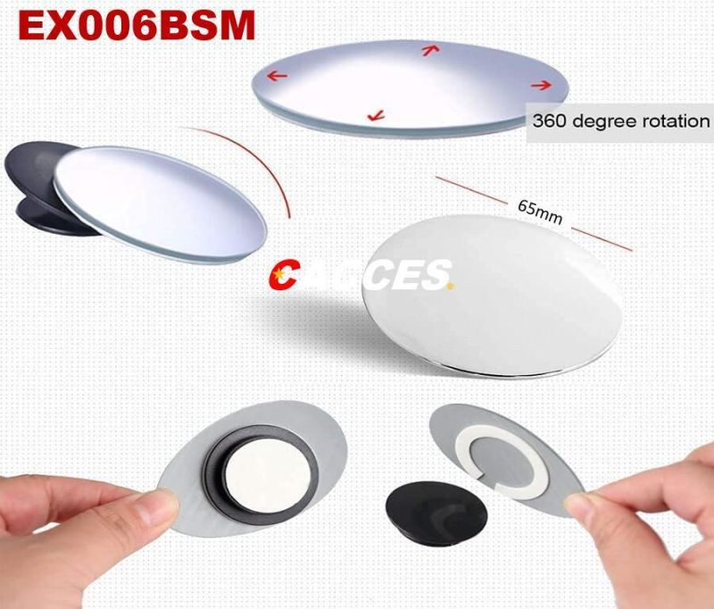 Cacces Blind Spot Mirror Oval HD Glass Convex Lens Frameless Adjustable Blind Spot Mirror for All Vehicles Car Stick-on 2 PCS New Universal Auxiliary Lens
