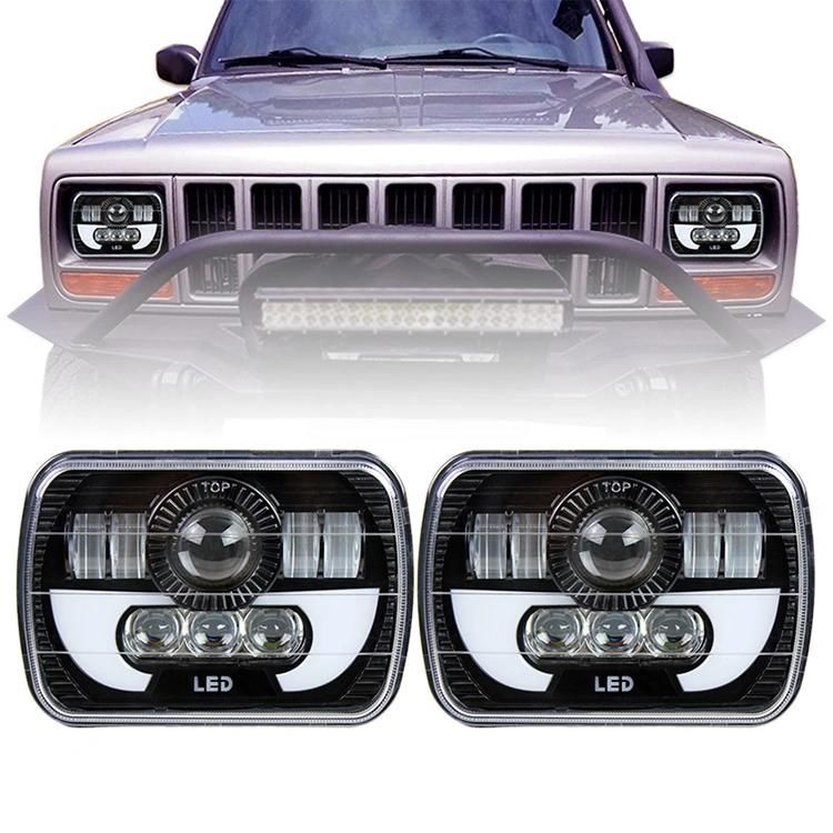 5X7" LED Headlight with DRL for Jeep Wrangler Yj Cherokee Xj Trucks 90W 7 Inch LED Square Headlight