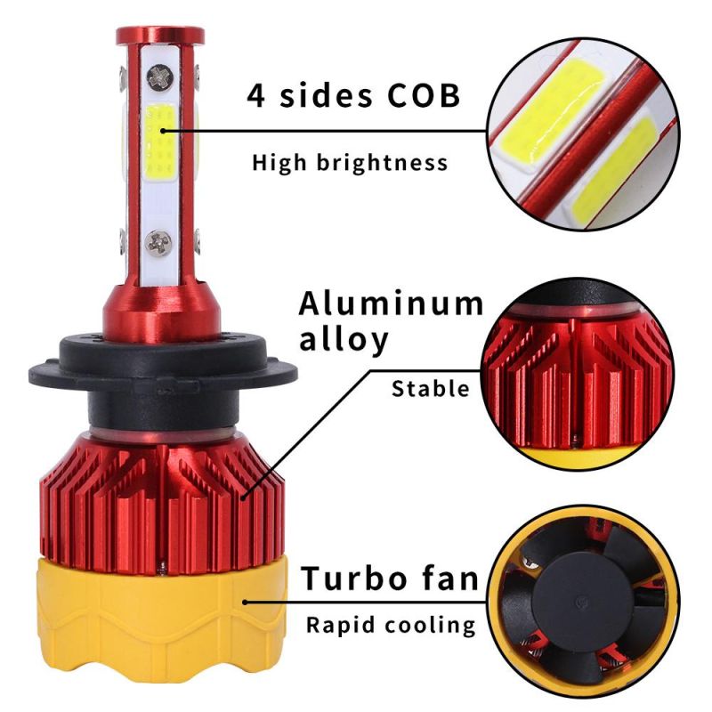 Nuevo 4 Lado Lú Menes COB H4 LED Coche Bombillas De Faros H7 LED Auto Faro H11 Llevó La Luz Del Coche 12V 12V Hb3 9005 9006 H1 LED H325 Vendidos