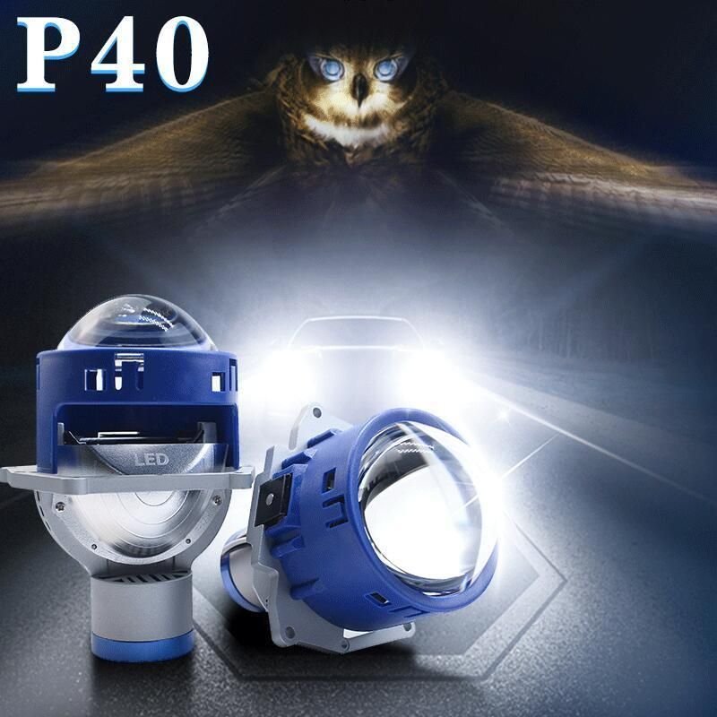 High Quality 55W 7500lm High Low Beam White Projector Lens for Motorcycle P40 LED with Projector Lens