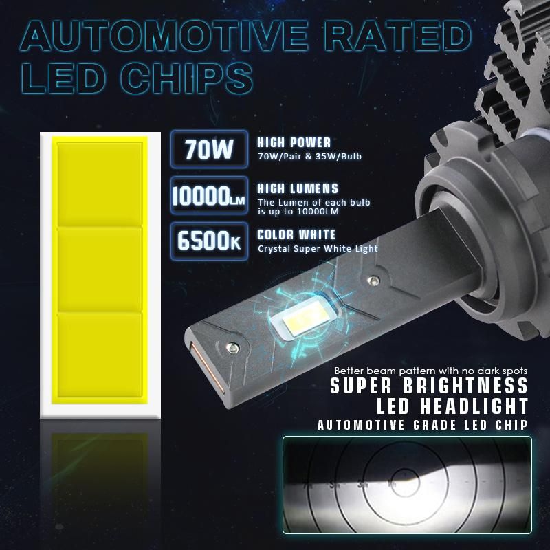 Plug and Play Fan Heatsink Waterproof High Power 50W D Series D1s Csp Eutectic LED Headlight with Decoder