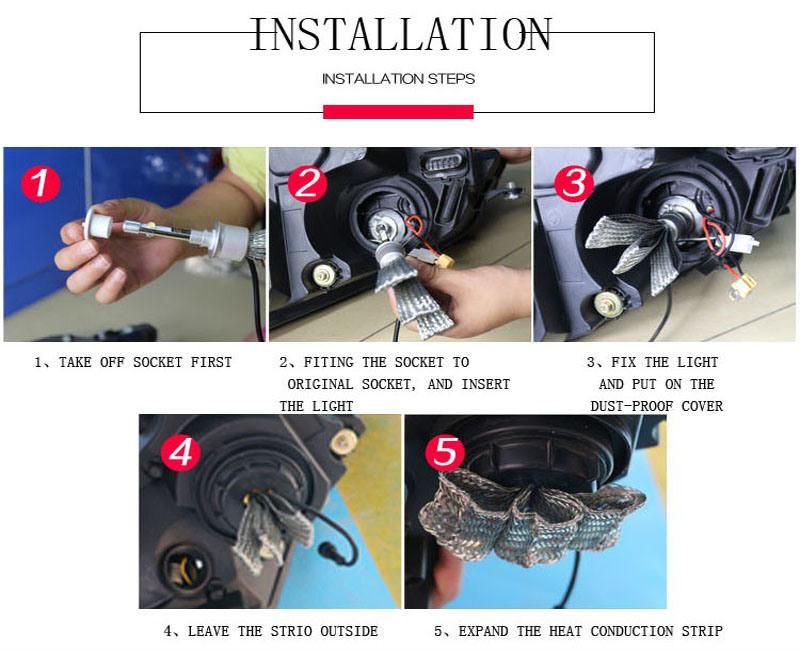 Accessories Auto Parts 3000K 4500K 6000K H7 H3 H11 9005 9006 9012 880 Tns Three Color LED Car Headlight