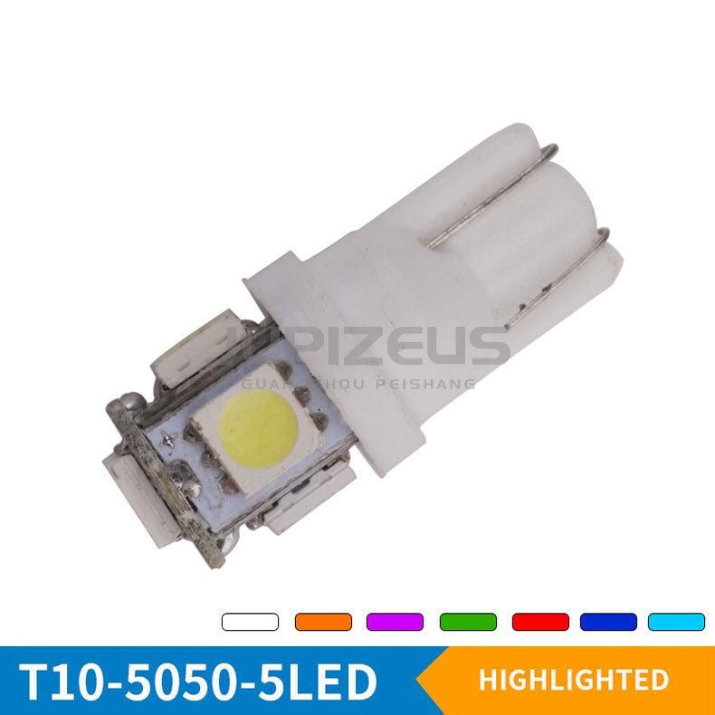 T10 194 168 5050 5 SMD LED Auto Bulb LED 7 Colors Available Super Bright Car Wedge Lamp Bulb